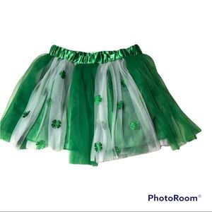 Shamrock tutu skirt green / white Irish kids